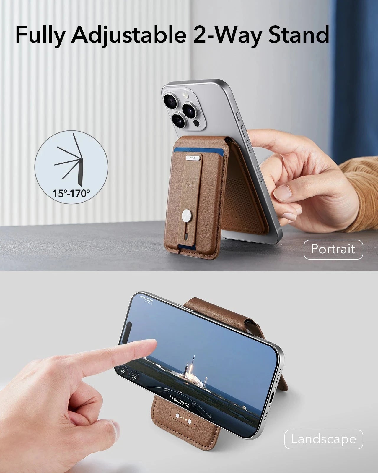 Geo Magnetic Wallet Stand (Grip) - Caramel Brown