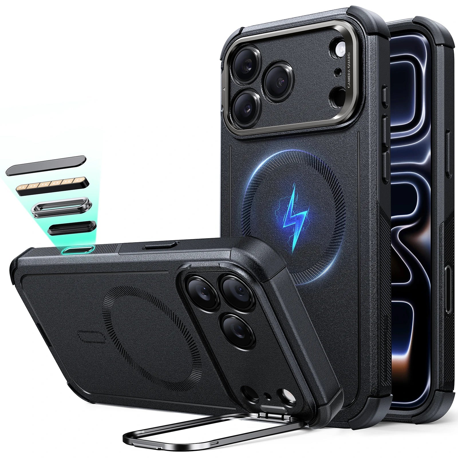 iPhone 17 Pro Max Cyber Tough Magnetic Case (Camera Control, Stash Stand)