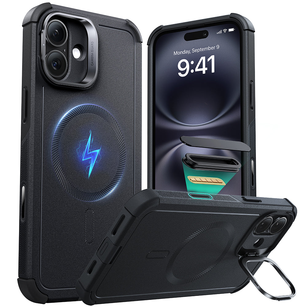 iPhone 16 Plus Cyber Tough Magnetic Case (Camera Control, Stash Stand)