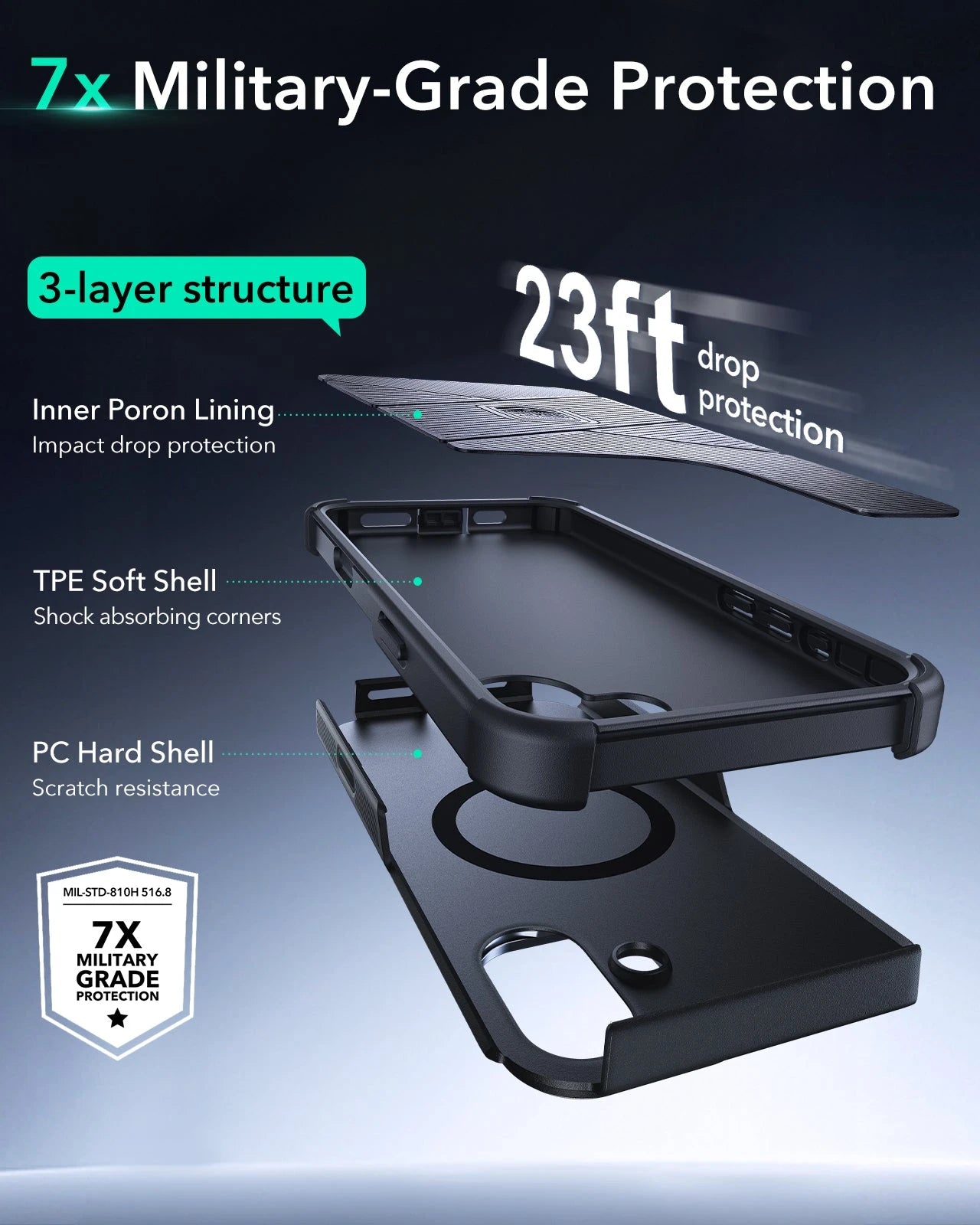 iPhone 16 Plus Cyber Tough Magnetic Case (Camera Control, Stash Stand)