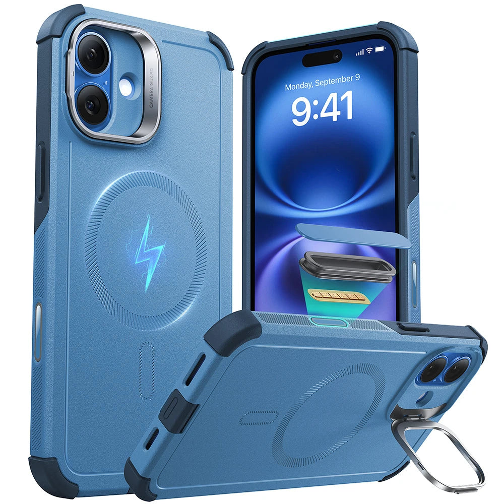 iPhone 16 Plus Cyber Tough Magnetic Case (Camera Control, Stash Stand)