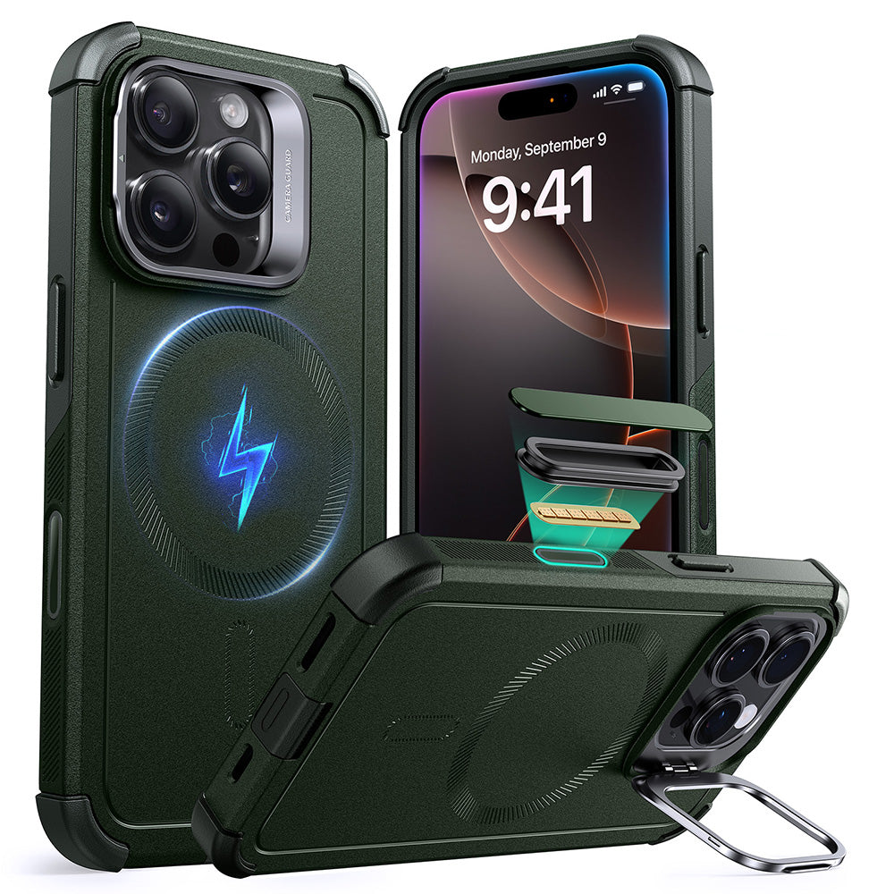 iPhone 16 Pro Cyber Tough Magnetic Case (Camera Control, Stash Stand)