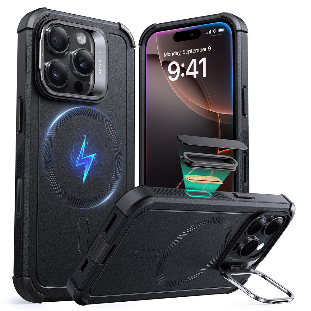 iPhone 16 Pro Cyber Tough Magnetic Case (Camera Control, Stash Stand)